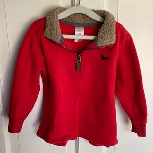 Carters 2T red half zip sweater with shearling around neckline